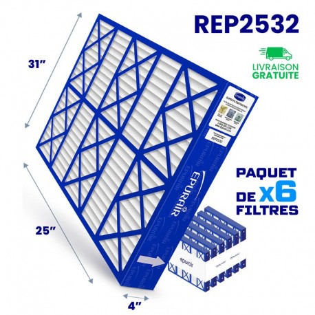 Filtre de remplacement Super Filtration 99% 4" REP2532 - Paquet de 6 Epurair Filtres
